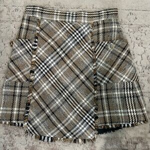 Zara Tan and Black Plaid Mini Skirt